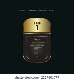 Luxury multipurpose Infographic vector design template, infographic option and Premium golden version on a dark background in illustration