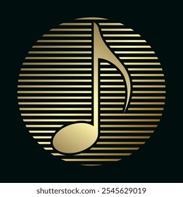 A Luxury Musical note icon vector design. A gold color of Musical key symbol. Musical note symbol vector illustration