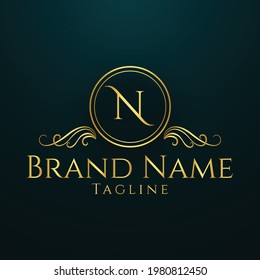 Luxury N letter logo design