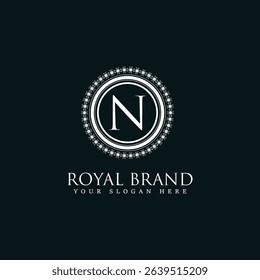 Luxury N Monogram Logo with Ornate Circular Frame for Elegant Royal Brand and Premium Identity