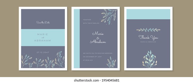 Luxury Natural Wedding invitation template for summer and spring seasons. Design With warm color floral leaves minimal style decoration. Vector for greeting card, party, celebration, jewelry promotion