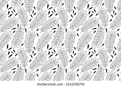 Luxury nature background vector. Hand drawn outline design. Floral wallpaper pattern. Golden juniper plant line arts. French style fabric and lace design. Vector illustration. 