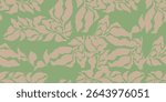 Luxury Nature green background vector. Floral patter, seamless patterns with floral for fabric, textiles, clothing, wrapping paper, cover, banner, home decor, abstract backgrounds. Vector illustration