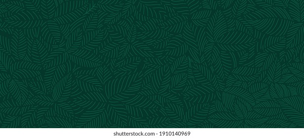 Luxury Nature green background vector. Floral pattern, Tropical plant line arts, Vector illustration. - Shutterstock ID 1910140969