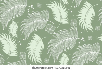 Luxury Nature green leaf background vector. Floral fabric pattern, green season leaves split-leaf Philodendron plant with monstera plant line arts, Vector illustration.