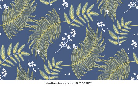 Luxury Nature green leaf background vector. Floral pattern, green season leaves split-leaf Philodendron plant with monstera plant line arts, Vector illustration.