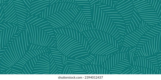 Luxury nature green seamless pattern with line art style.