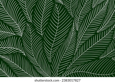 Luxury nature leaves pattern design, Tropical leaf Wallpaper, Hand drawn outline design for fabric , Vector illustration.