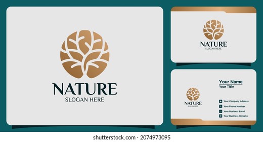 luxury nature logo set and business card