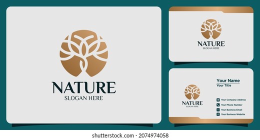 luxury nature logo set and business card