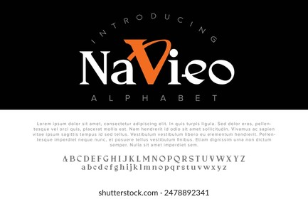 Luxury NAVIEO alphabet letters font for logo