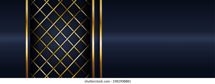 El fondo de la marina de lujo con la combinación de líneas doradas. Elemento de diseño gráfico.