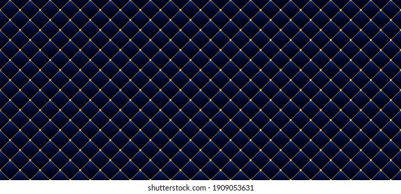 Luxury navy blue background with golden chains and beads. Seamless vector illustration. 