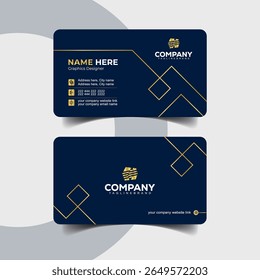 Luxury Navy Blue and Gold Business Card with Minimal Geometric Lines
