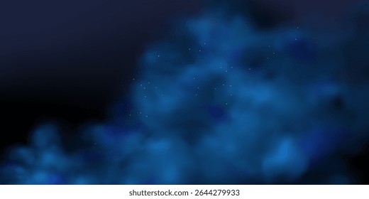 Luxo azul marinho noite céu fundo com estrelas douradas, brilho mágico, e brilho bokeh. Quadro escuro abstrato para cartões de férias ou casamento. Design de banner de vetor com poeira celeste dourada.