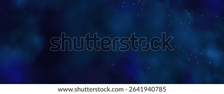  Luxury navy blue night sky background with golden stars, magical glitter, and bokeh sparkle. Abstract dark frame for holiday or wedding cards. Vector banner design with golden celestial dust.