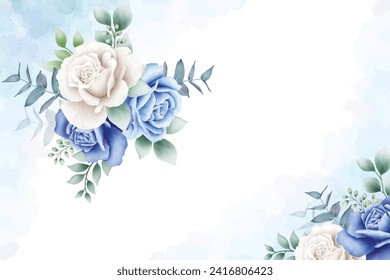  Luxury navy blue watercolor floral background
