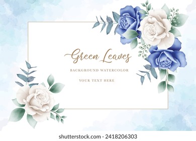 Luxury navy blue watercolor floral background
