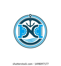 Luxury Navy logo template with anchor