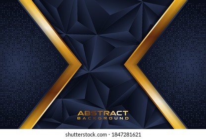 Luxury navy mosaic background with gold lines