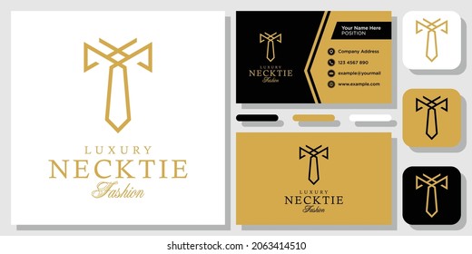 Luxury Necktie Clothes Man Fashion Tuxedo Tie Tailor logo design inspiration with Layout Template Business Card