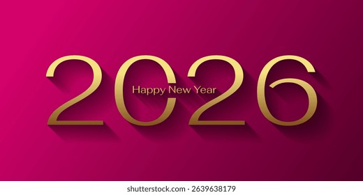 Luxury New Year 2026 Logo in Gold on Red Background New Year Greeting Card. Event , Celebration