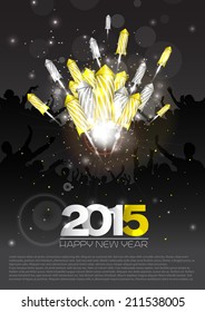 Luxury new year background with fireworks - vector