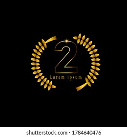 luxury number 2 logo template in gold color