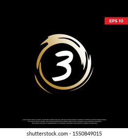 luxury number 3 inside enzo zen logo. modern icon, template design