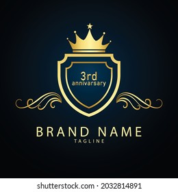 luxury number 3 logo design
