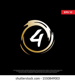 luxury number 4 inside enzo zen logo. modern icon, template design