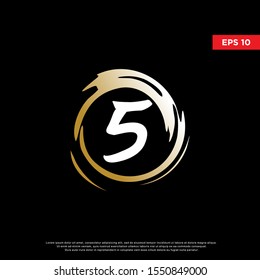 luxury number 5 inside enzo zen logo. modern icon, template design