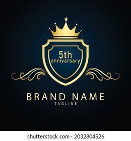 luxury number 5 logo design