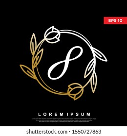 luxury number 8 inside floral frame logo. modern icon, template design