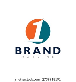 Luxury number one crest logo featuring ornamental details for royal brand identity concept