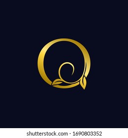 Luxury O Initial Letter Logo gold color, vector design concept ornate swirl floral leaf ornamen with initial letter alphabet for luxury style.