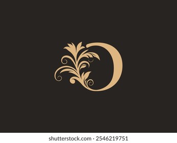 Luxury O letter logo with floral ornate design. Vintage swirl, graceful calligraphic letter identity for premium brand. Filigree, intricate rococo, flowery engraving O signs. Aesthetic elegance.