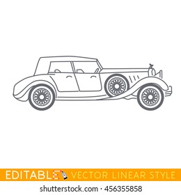 Luxury old car. Editable vector icon in linear style.