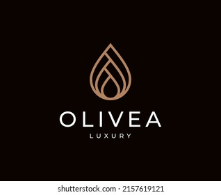 luxury olive oil with line concept logo design