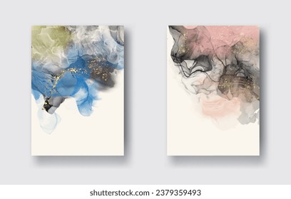 Luxury orange abstract background of marble liquid ink art painting on paper. Original artwork watercolor alcohol ink paint. Vector illustration.