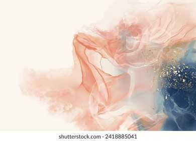 Fondo abstracto de color naranja de lujo con un cuadro de arte de tinta líquida de mármol sobre papel. Pintura original de tinta de alcohol acuarela de arte. Ilustración vectorial.