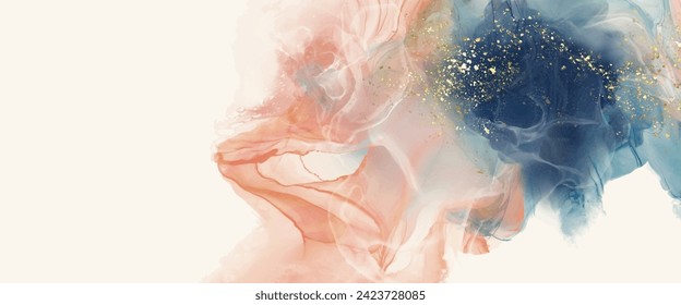 Luxury orange abstract background of marble liquid ink art painting on paper. Original artwork watercolor alcohol ink paint. Vector illustration.