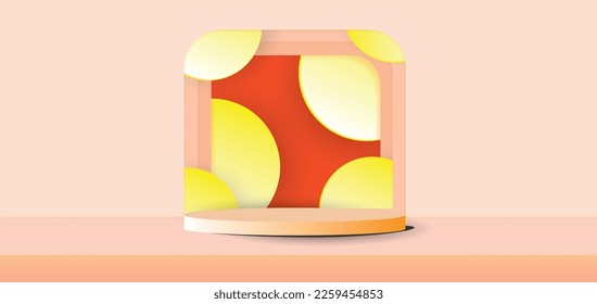 Luxury orange abstract background. product banner, podium platform, For products display presentation. paper art, vector illustration.