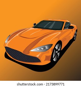 Luxury Orange Car Vector Illustration  