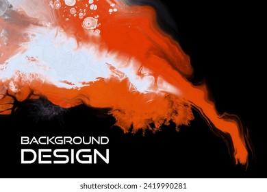 Luxury orange red white abstract background of marble liquid ink art painting on paper. Original artwork watercolor alcohol ink paint. Vector illustration.