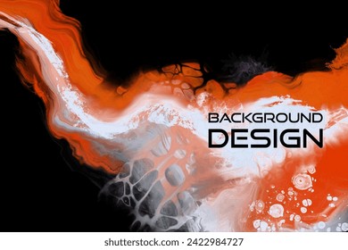 Luxury orange red white abstract background of marble liquid ink art painting on paper. Original artwork watercolor alcohol ink paint. Vector illustration.