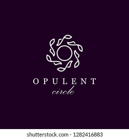 Luxury organic logo template in purple background