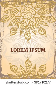 Luxury oriental A4 template. Circular ornament design element. Ethnic tribal geometric pattern. Vector background design.