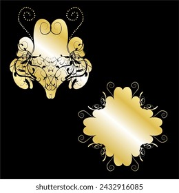 luxury ornament golden sticker banner pack collection in vector format
