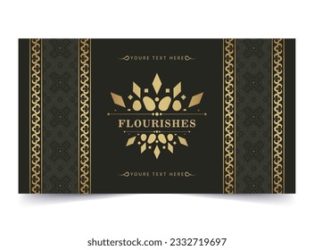 Luxury ornament greeting card vector template. Retro wedding invitation, advertising or other design and place for text. Flourishes ornamental frame and pattern background.